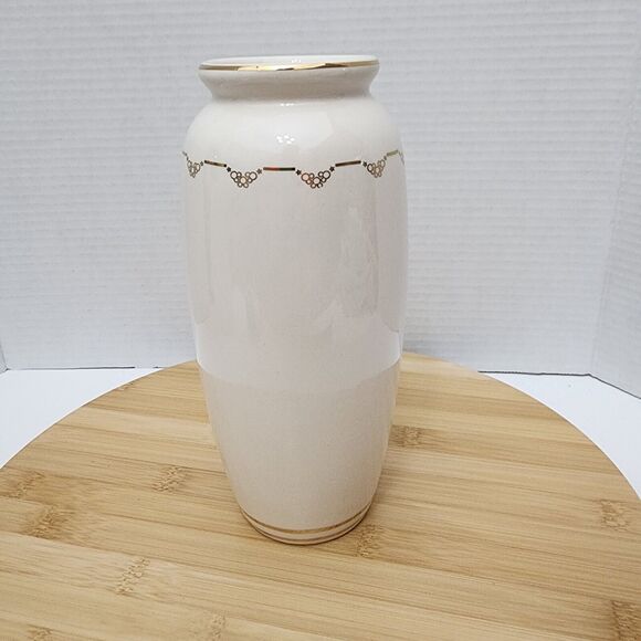 Disney Parks The Happiest Celebration On Earth Vase 8.5" Ivory & Gold Porcelain - Picture 4 of 14